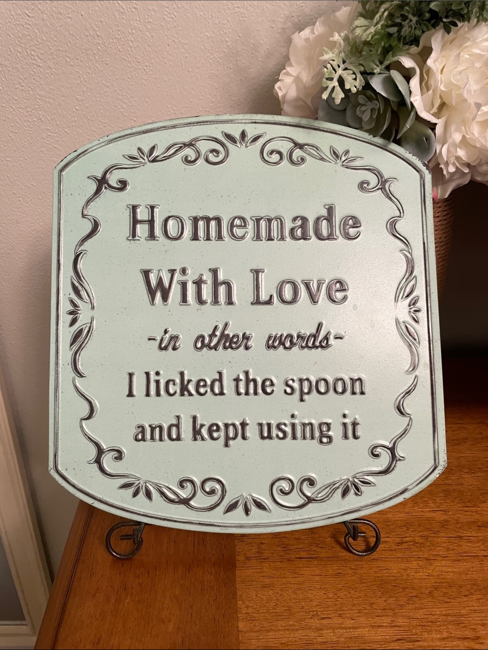 Funny Hilarious Metal Kitchen Baking Sign HOMEMADE WITH LOVE….Wall or Tabletop
